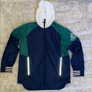 Adidas weatherproof running windbreaker excellent condition.